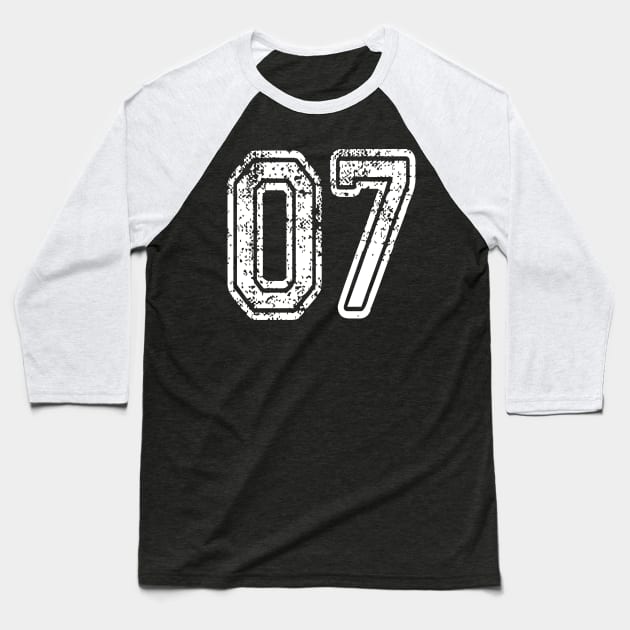 Number 07 Grungy in white Baseball T-Shirt by Sterling